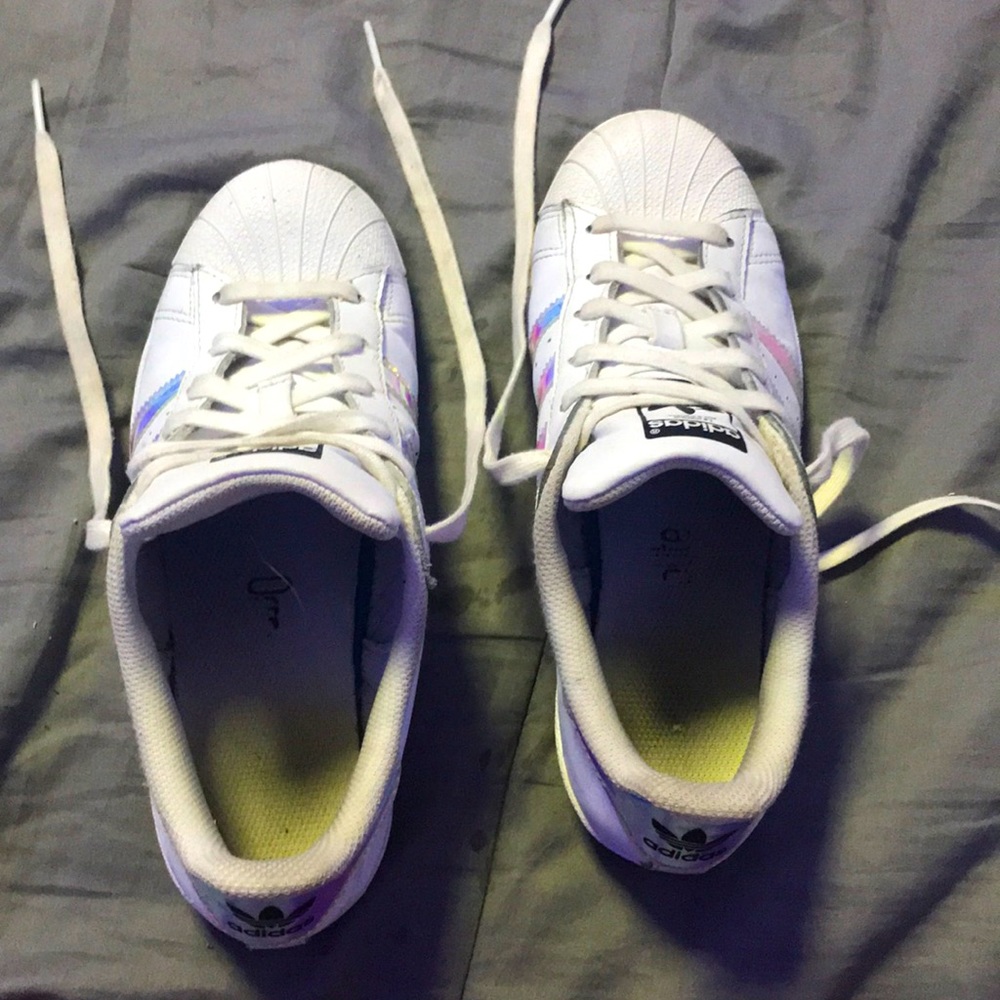 Womens Adidas iridescent superstar sneakers
